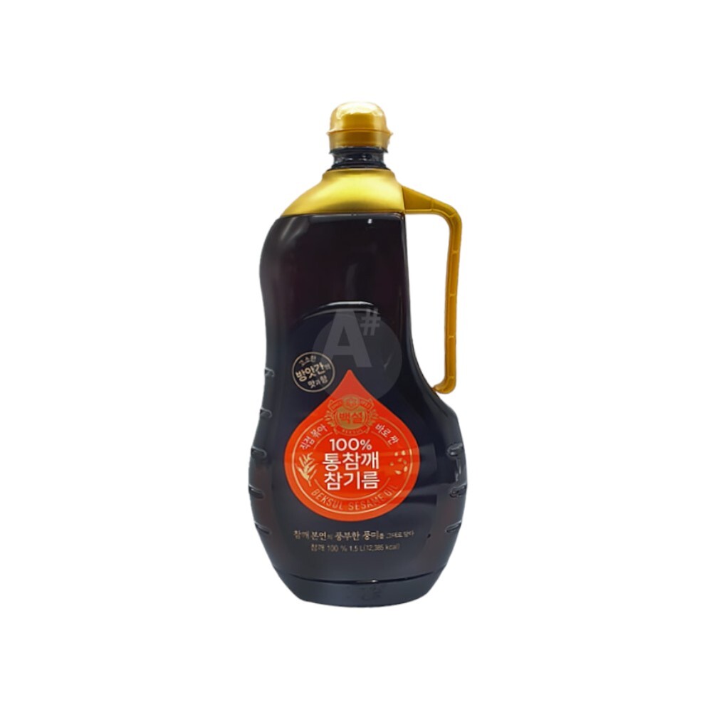 백설 100퍼센트 통참깨 참기름 1.5L 대용량식자재 업소용참기름 고소한 참깨기름 식당