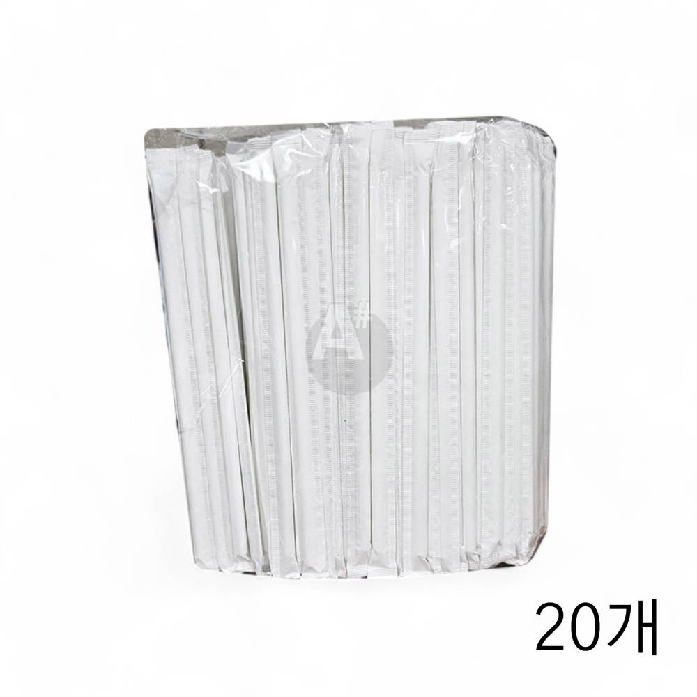 백색 종이빨대 7파이X210mm 250입 X 20개 카페 일회용스트로우 개별포장 카페빨대