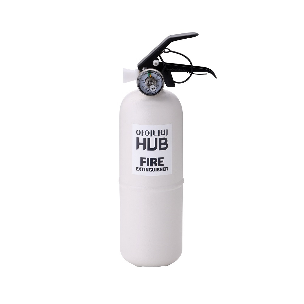 국산 아이나비 HUB 차량용 ABC 분말 소화기 설치 의무 차량용 가정용 캠핑용 겸용 소화기 0.7Kg 화이트 그물망포함
