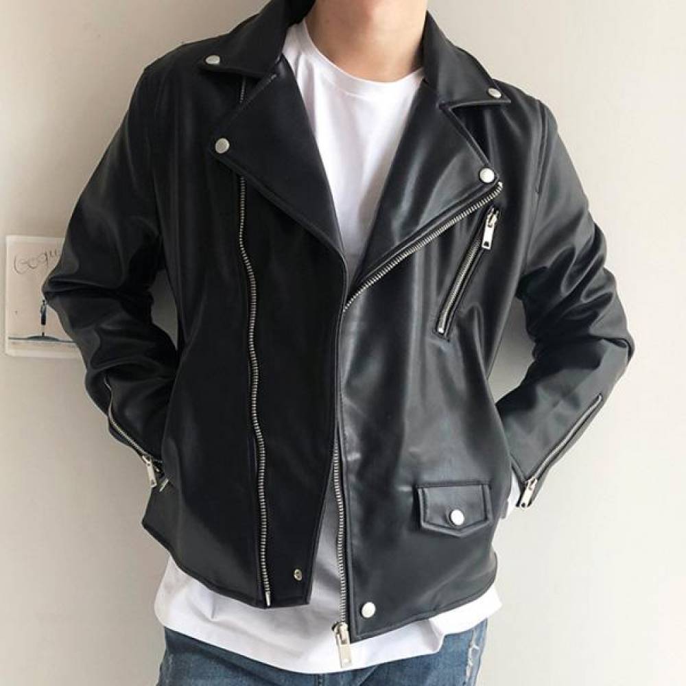 KING 레자 슬림핏 라이더자켓