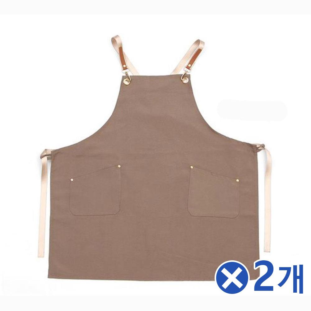 카페용품 서스펜더 앞치마 라이트브라운x2개 심플한