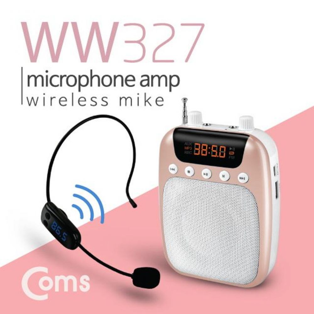 WW327휴대용 FM 무선 마이크 앰프 스피커 핑크