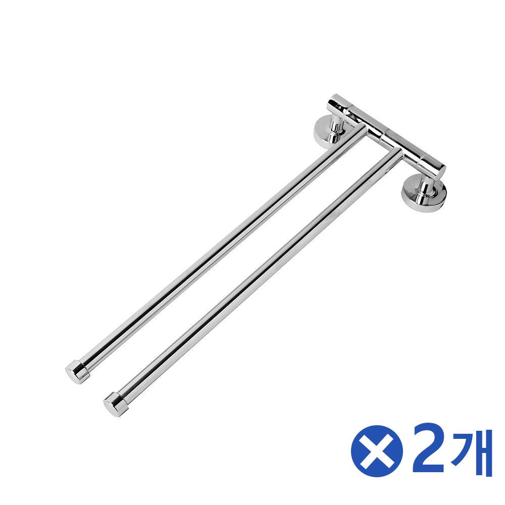 회전형 벽걸이 스텐 2단 수건걸이x2개 욕실행거 욕실
