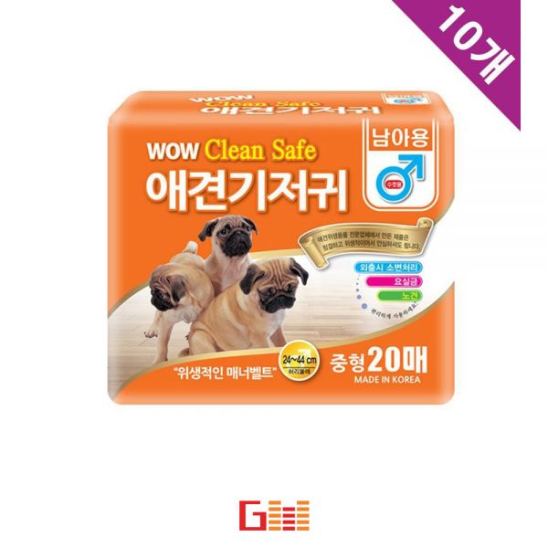 애견기저귀 매너패드 배변 수컷 기저귀 중형 20매 x10