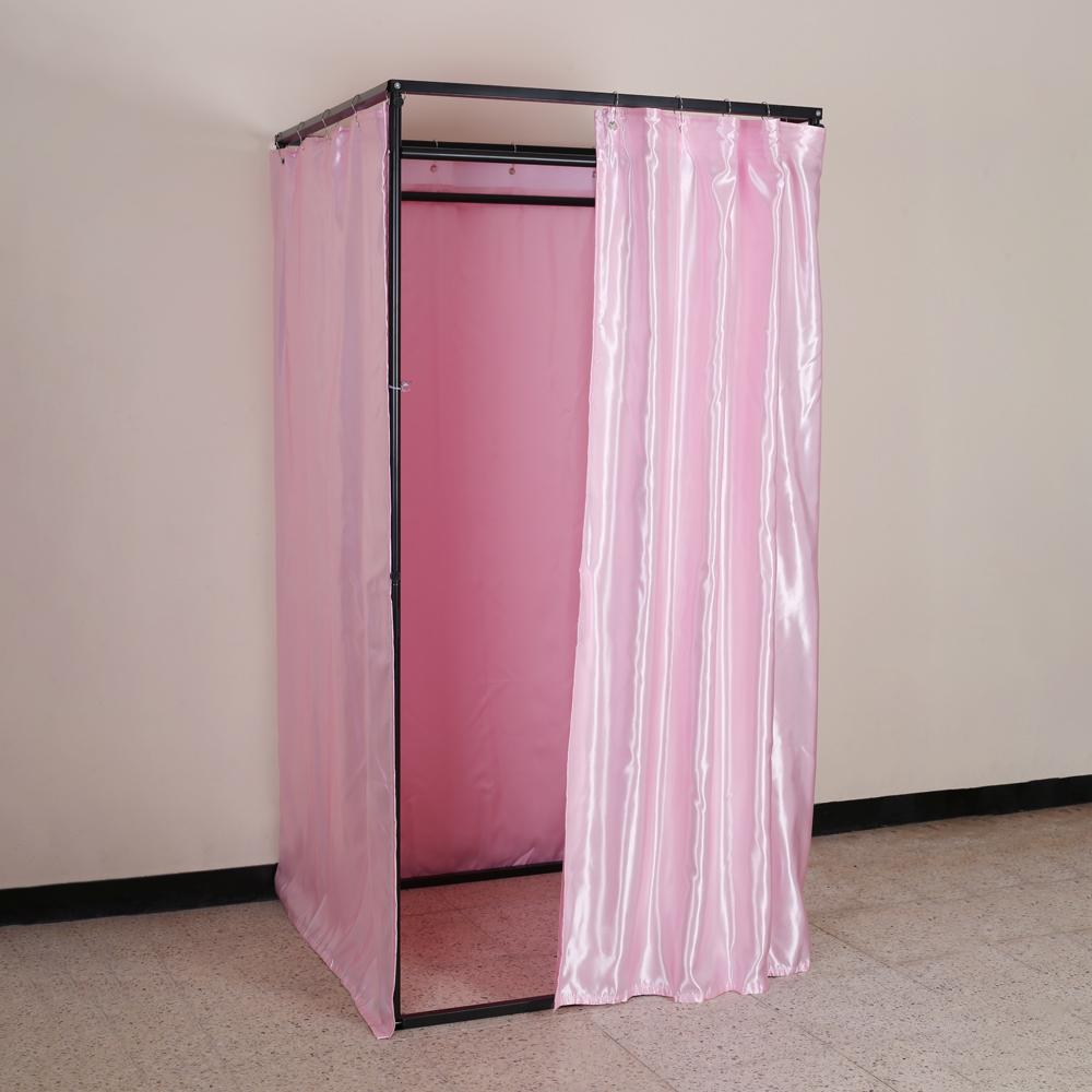 블랙프레임 이동식 피팅룸 (100cm) 핑크 커튼탈의실
