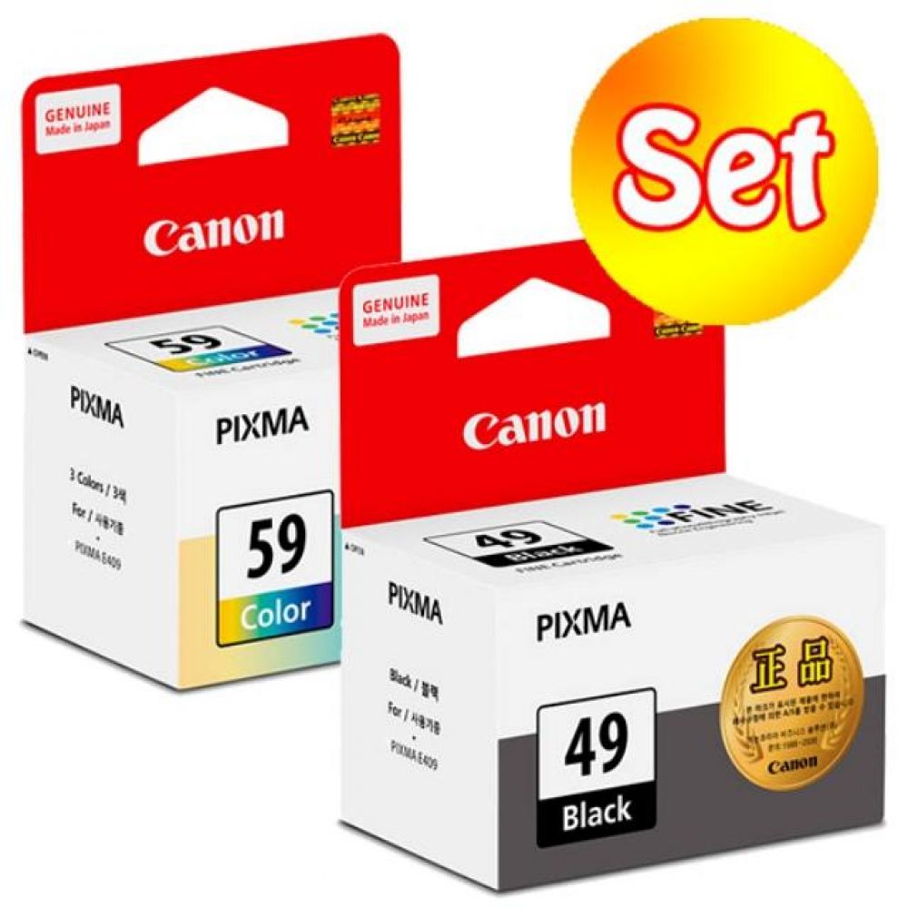 캐논 PG-49 CL-59 정품잉크 검정 칼라 세트 E3190