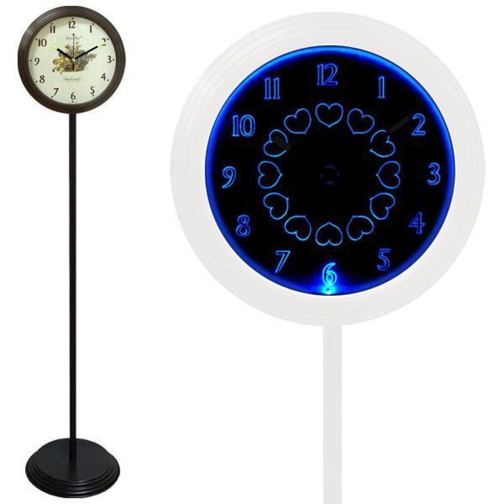 GB6706 무소음 LED 블루 스탠드시계 블랙 과일