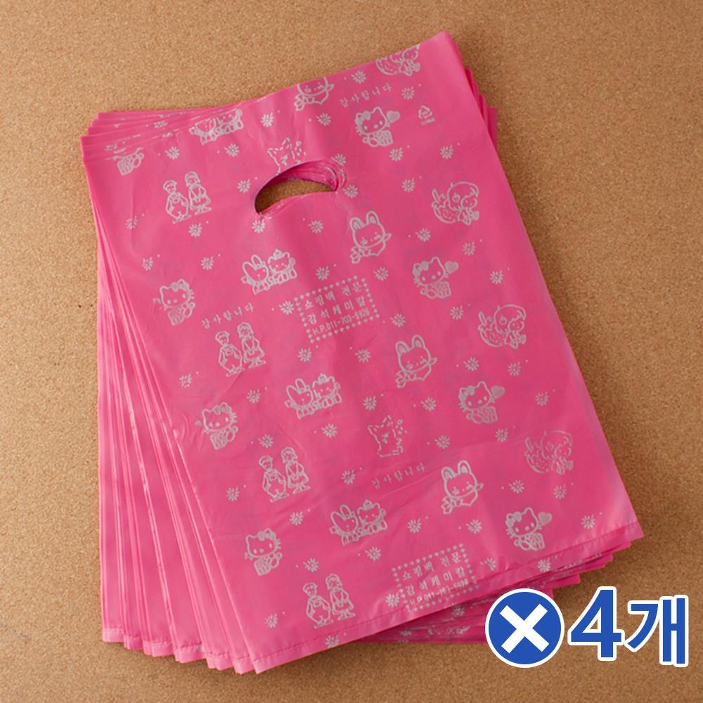 팬시 양장 비닐봉투 핑크 100매x4개 분리수거봉투