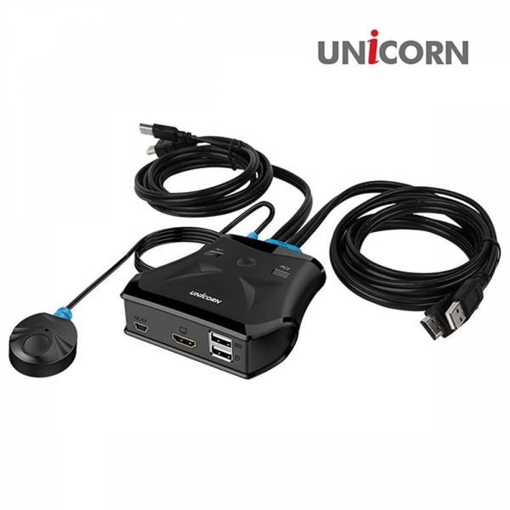 KVM 스위치 2대1 HDMI 케이블 일체형