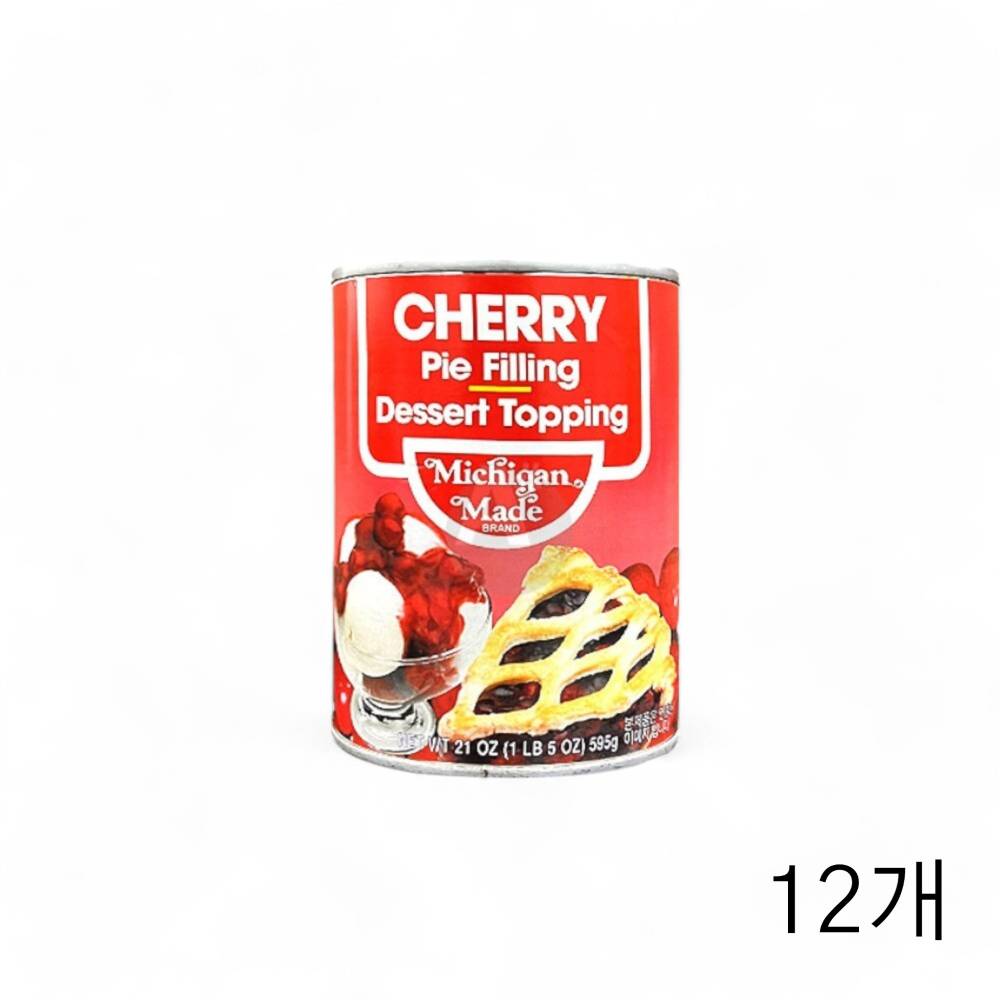대한제당 체리파이필링 595g X 12개 베이킹재료 디저트 와플 토핑용 통조림 팬케이크