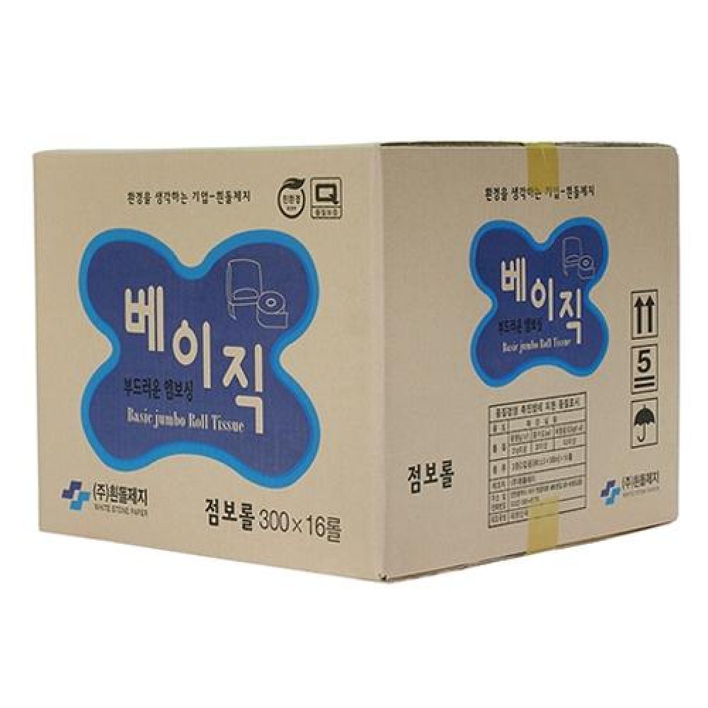 무형광 베이직 점보롤화장지 300m 16롤