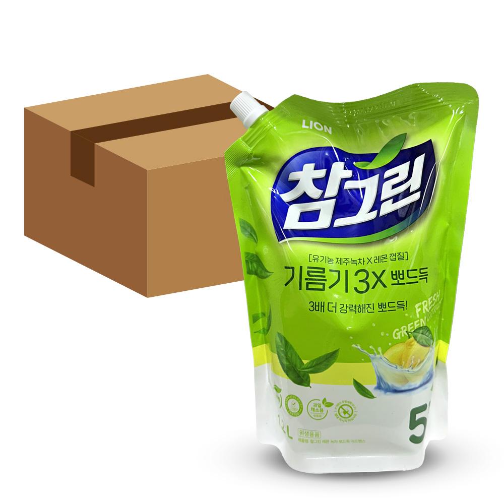 참그린 기름기뽀드득 녹차 리필 1.2L 10개입(1box)