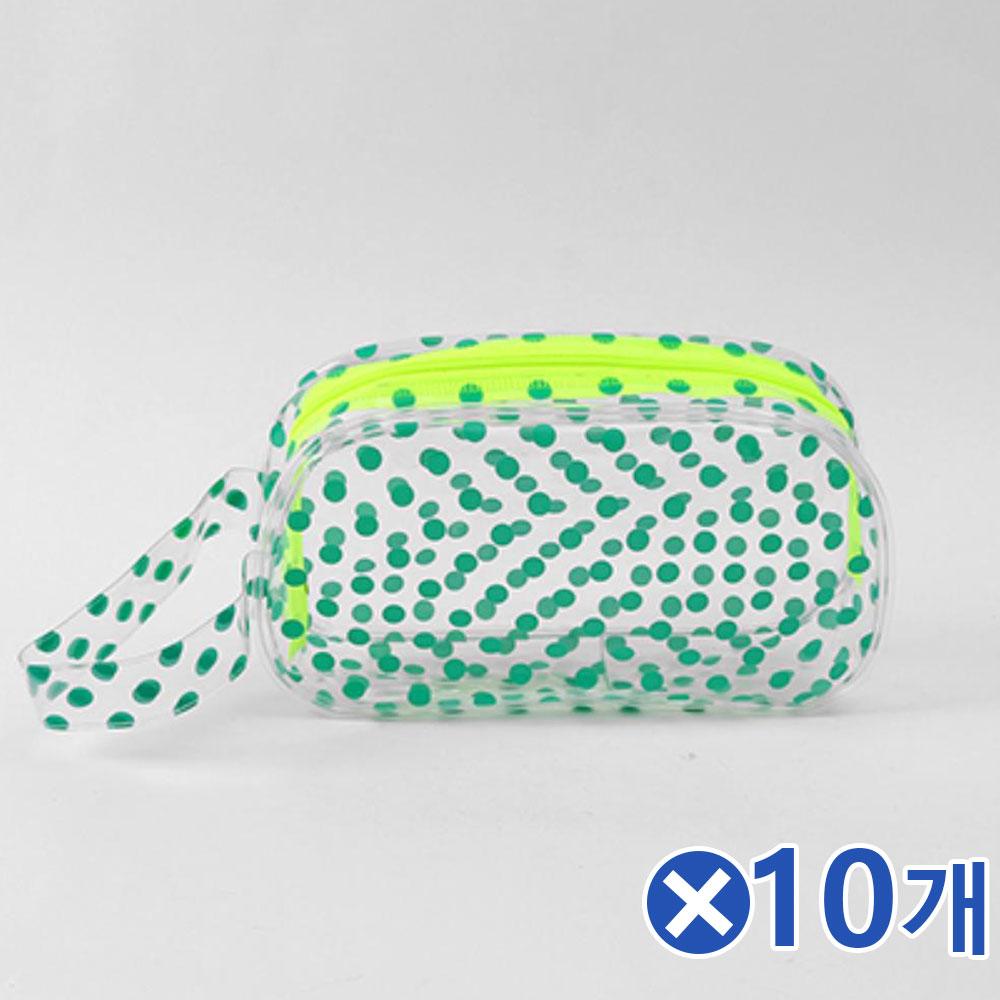 도트무늬 투명 파우치-색상랜덤x10개 휴대용파우치