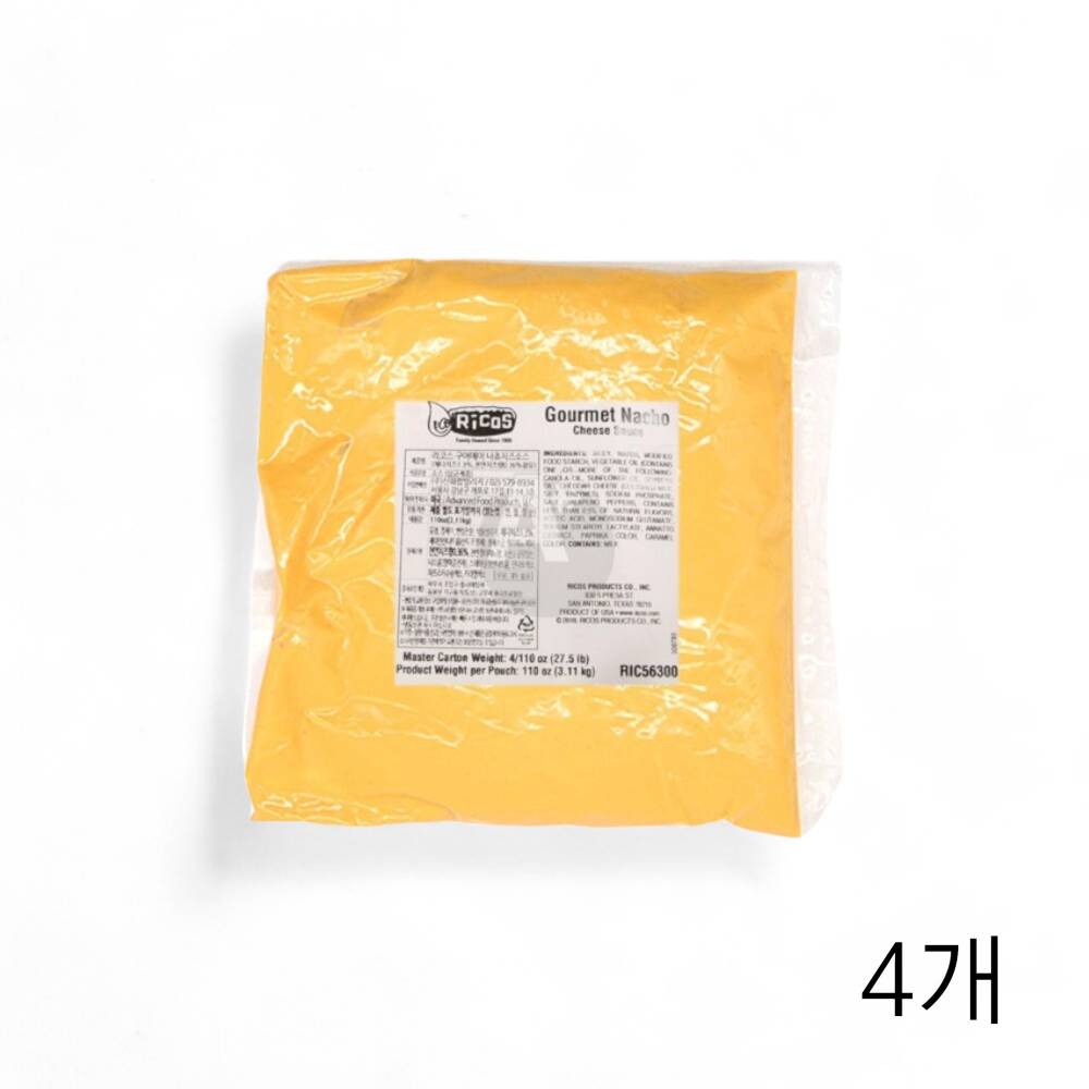 리코스 구어메이 나쵸치즈소스 파우치 3.11Kg X 4개 대용량 식자재 디핑소스 딥핑소스