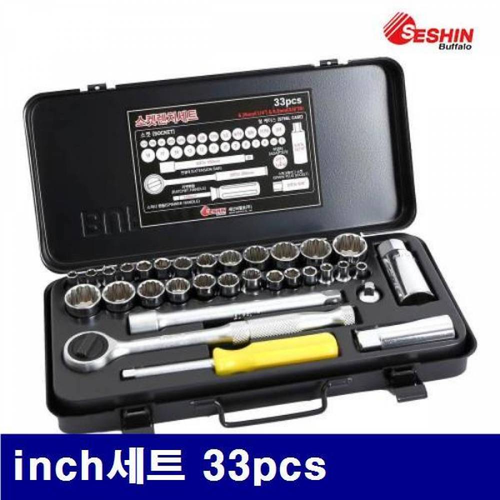 세신버팔로 1040713 1/4x3/8DR 소켓렌치세트 Inch세트 33pcs  (1EA)