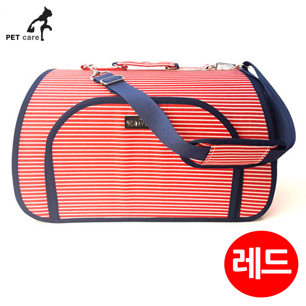 스트라이프 이동가방 대 레드 애견용품 강아지 이동장