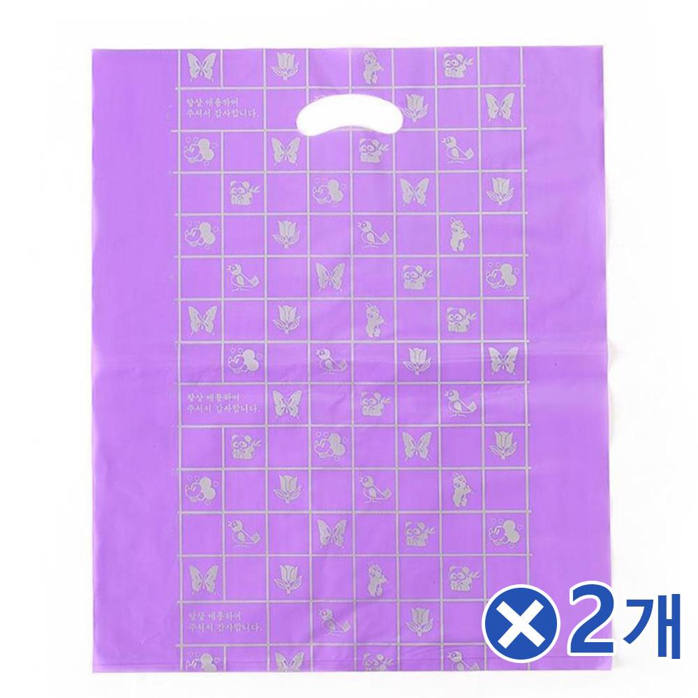 손잡이 양장 비닐봉투 보라 100매 40x50cmx2개 봉지