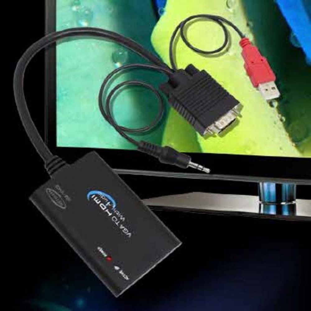 (K)VGA(RGB) Stereo to HDMI 컨버터(케이블 타입) PC의 영상/ 음향 신호/ HDMI변환
