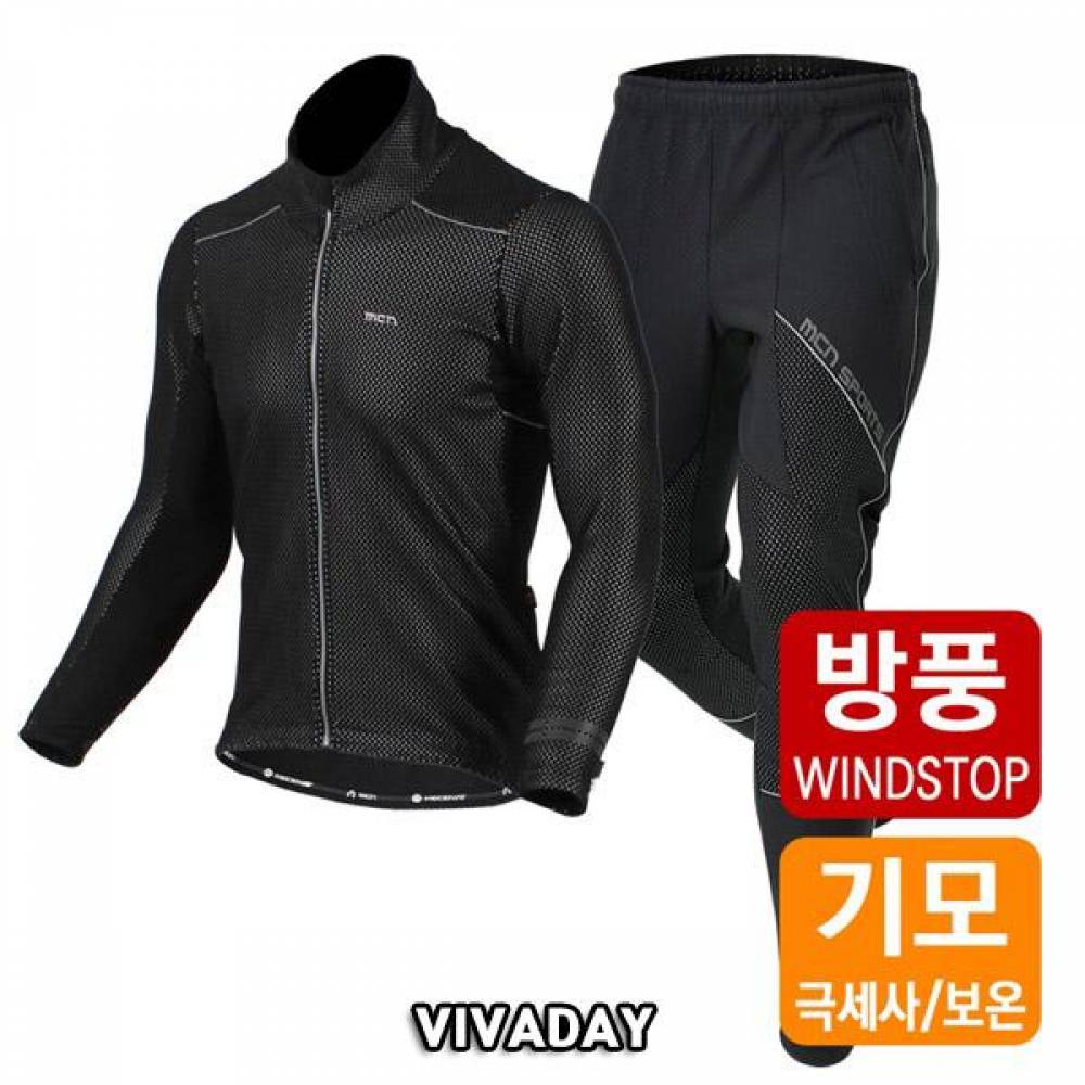 MC-A237 방풍 NO 패드 상하의 세트 블랙