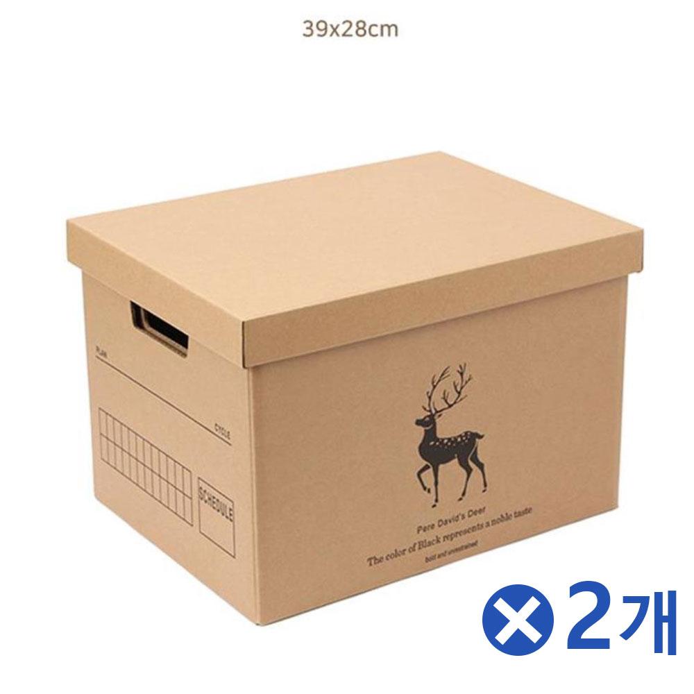 생활방수 다용도 사슴 크라프트 종이박스x2개 옷정리