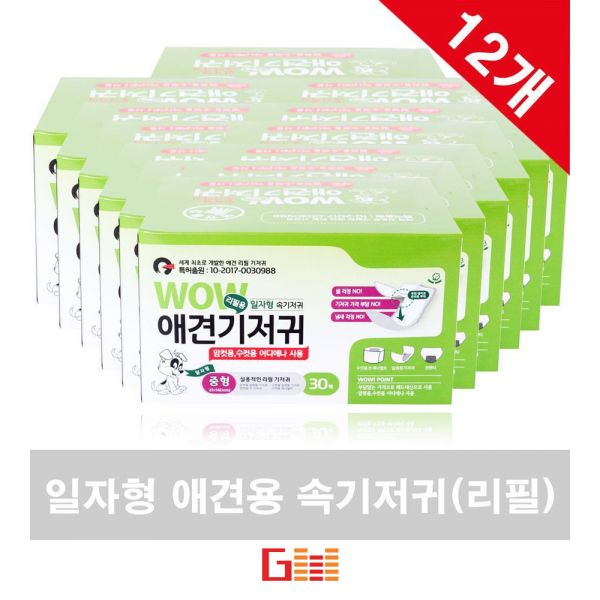 애견기저귀 매너패드 기저귀 중형 30매 일자형 x12