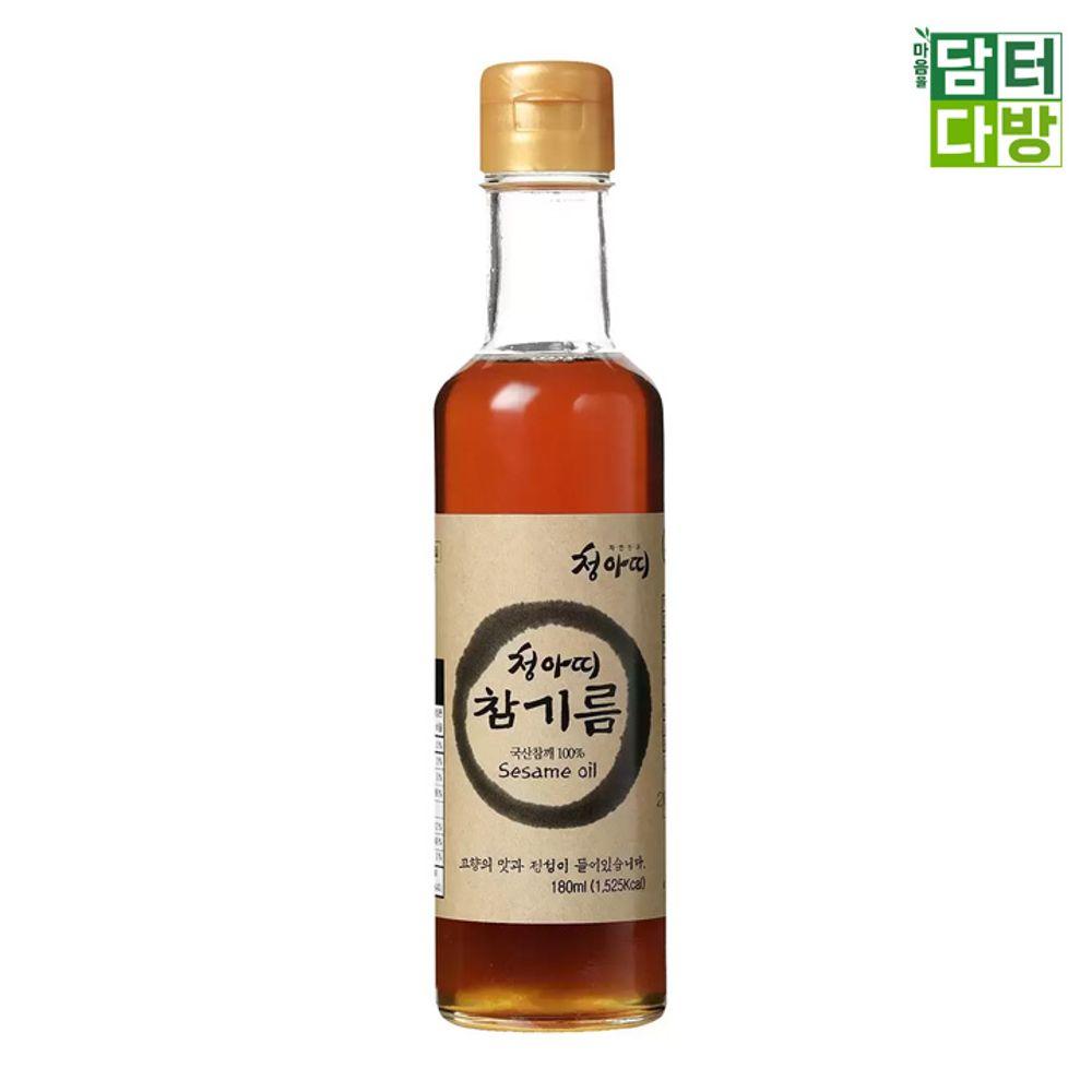 청아띠 국내산 참기름 180ml x 2