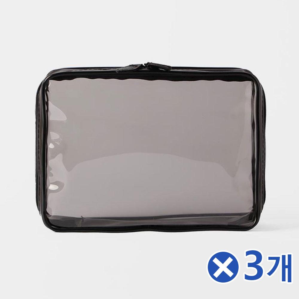 PVC 사각 투명파우치x3개 여행용파우치가방 미용가방