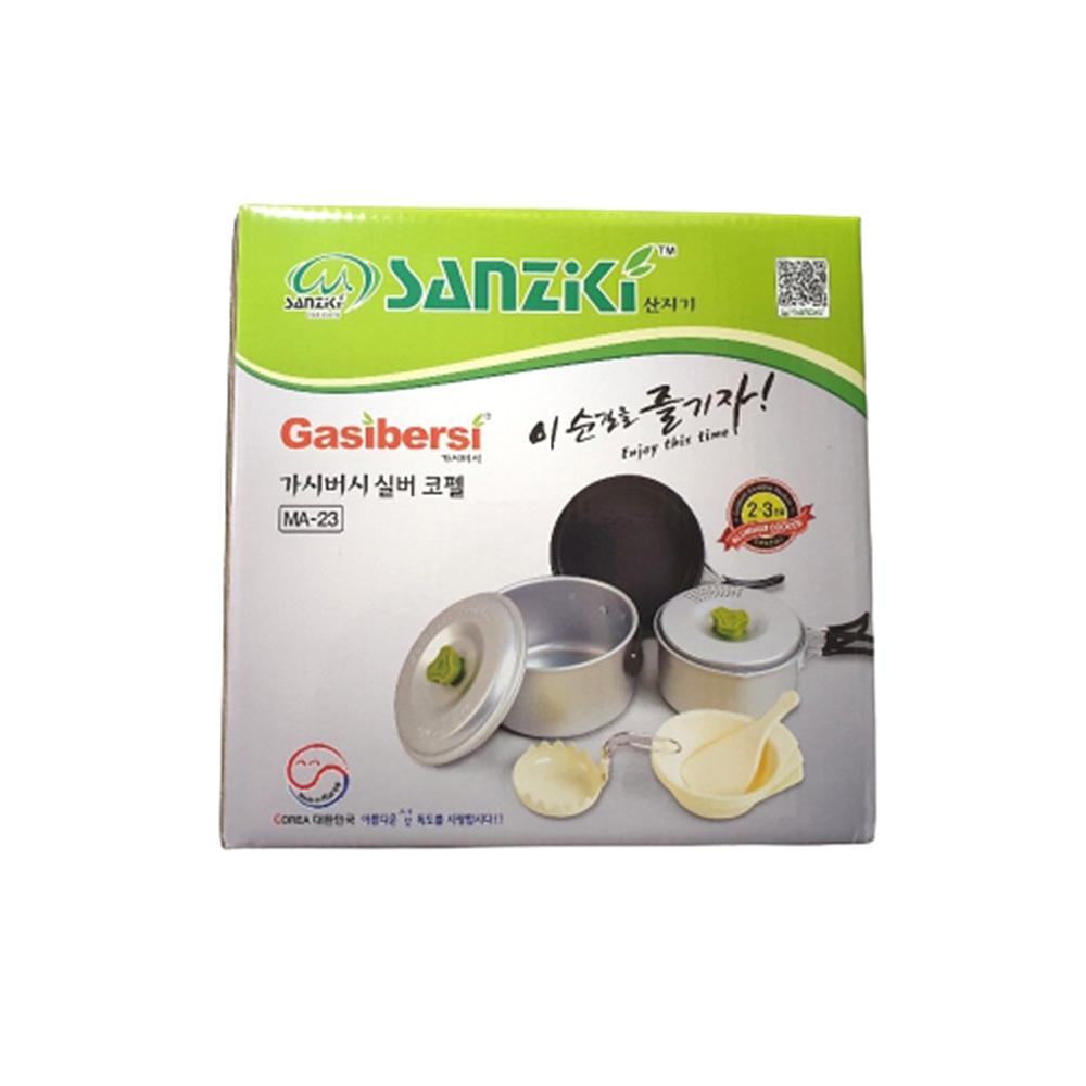 실리콘 손잡이 캠핑 실버 코펠 냄비 세트