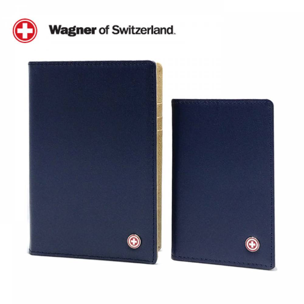 SwissWagner 천연소가죽 여권지갑세트(네이비)