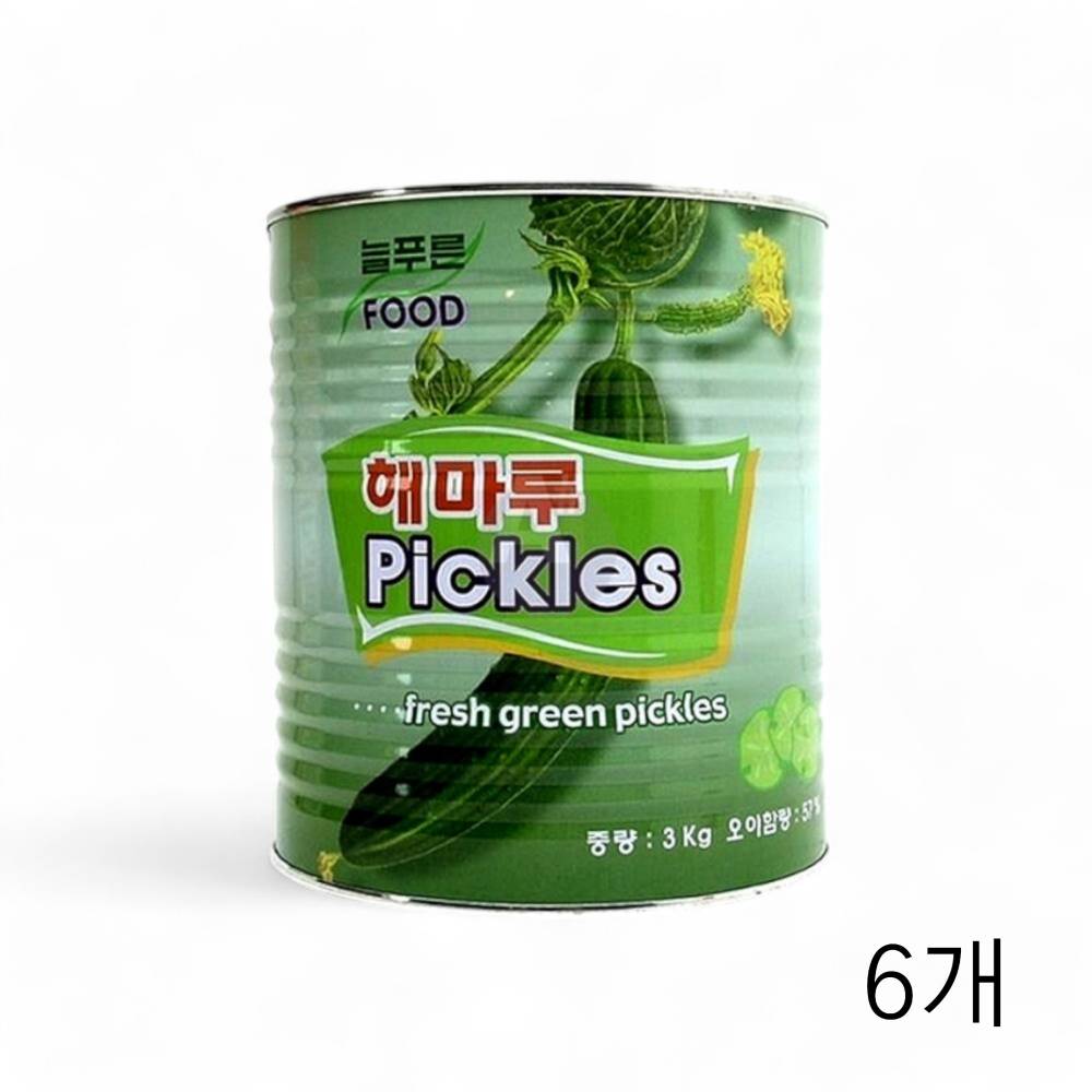 늘푸른푸드 슬라이스 해마루피클 3Kg X 6개 대용량 식당용식자재 업소용피클 피클통조림