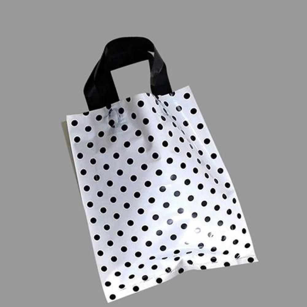 PE 손잡이 팬시봉투 -검정도트 30X38cm 옆면8cm 50매