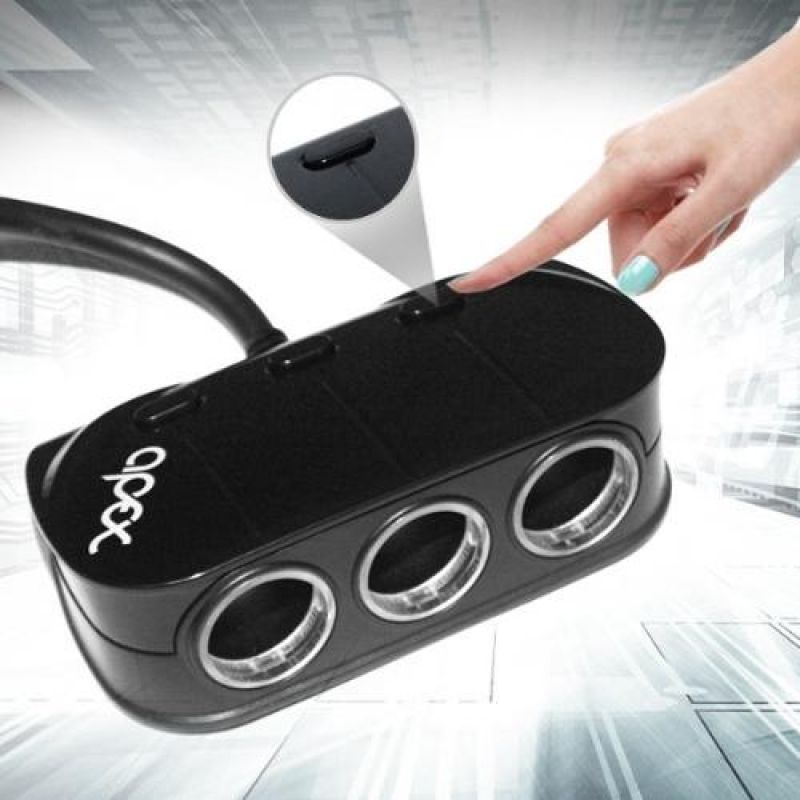 아팩스 스위치 3구소켓 2USB 볼트게이지(30V) 차량용멀티소켓 자동차실내용품
