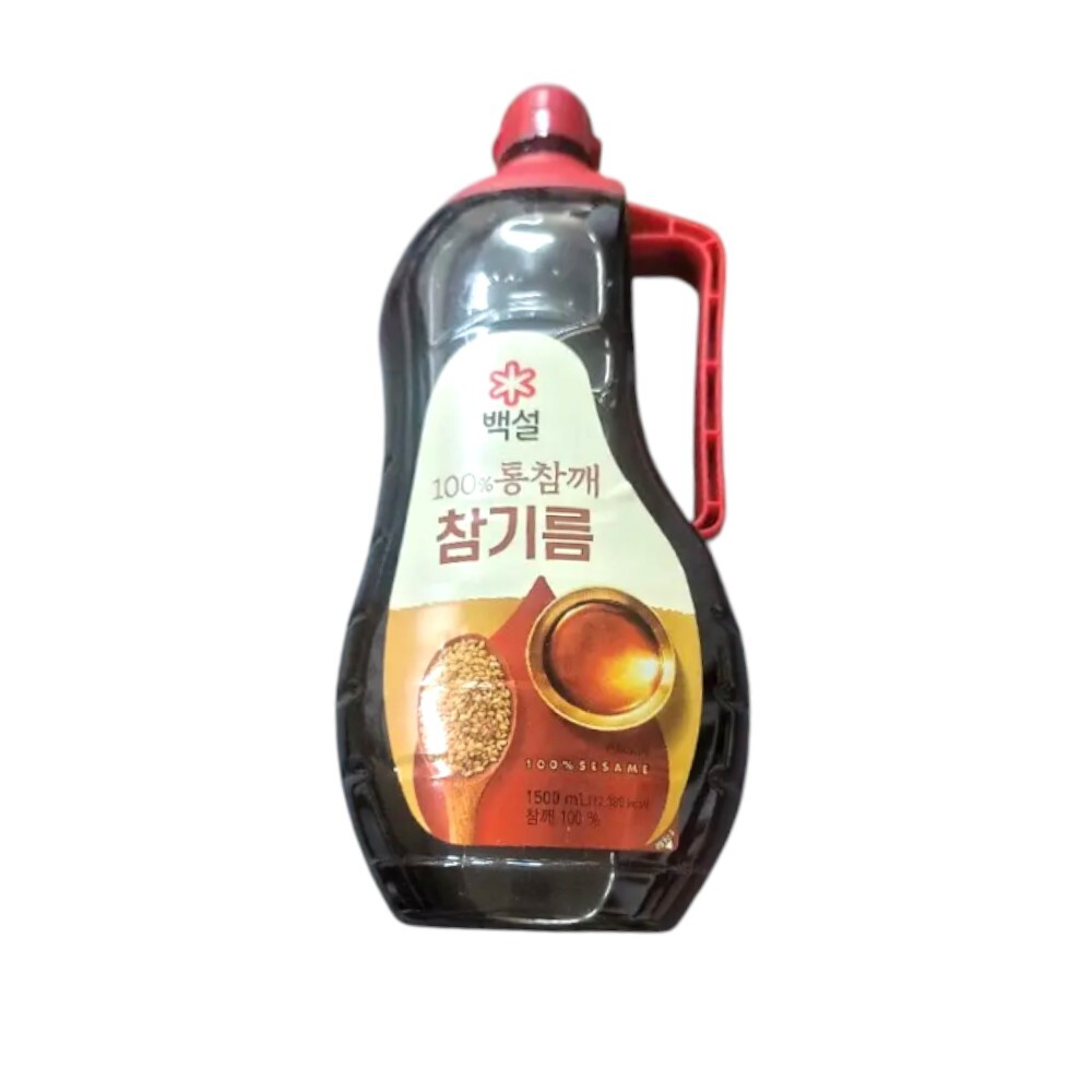 백설 100퍼센트 통참깨 참기름 1.5L X 5개 대용량식자재 챔기름 업소용참기름 참깨기름