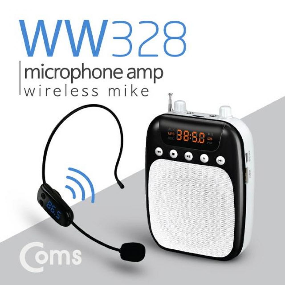 WW328휴대용 FM 무선 마이크 앰프 스피커 블랙