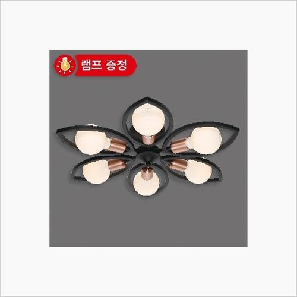인테리어조명 플라워 6등 직부등 블랙 백열등기구