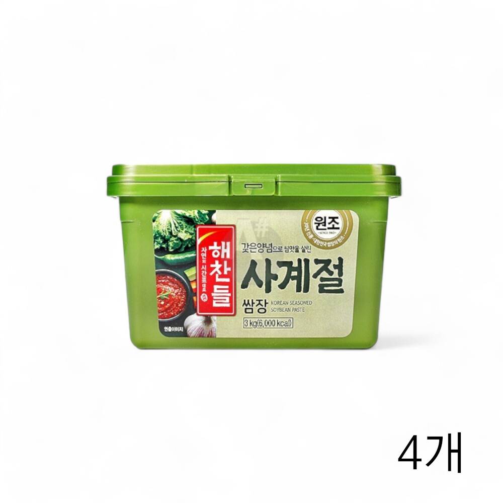 해찬들 사계절쌈장 3Kg X 4개 대용량 식당용 업소용식자재 고깃집쌈장 삼겹살쌈장 소스