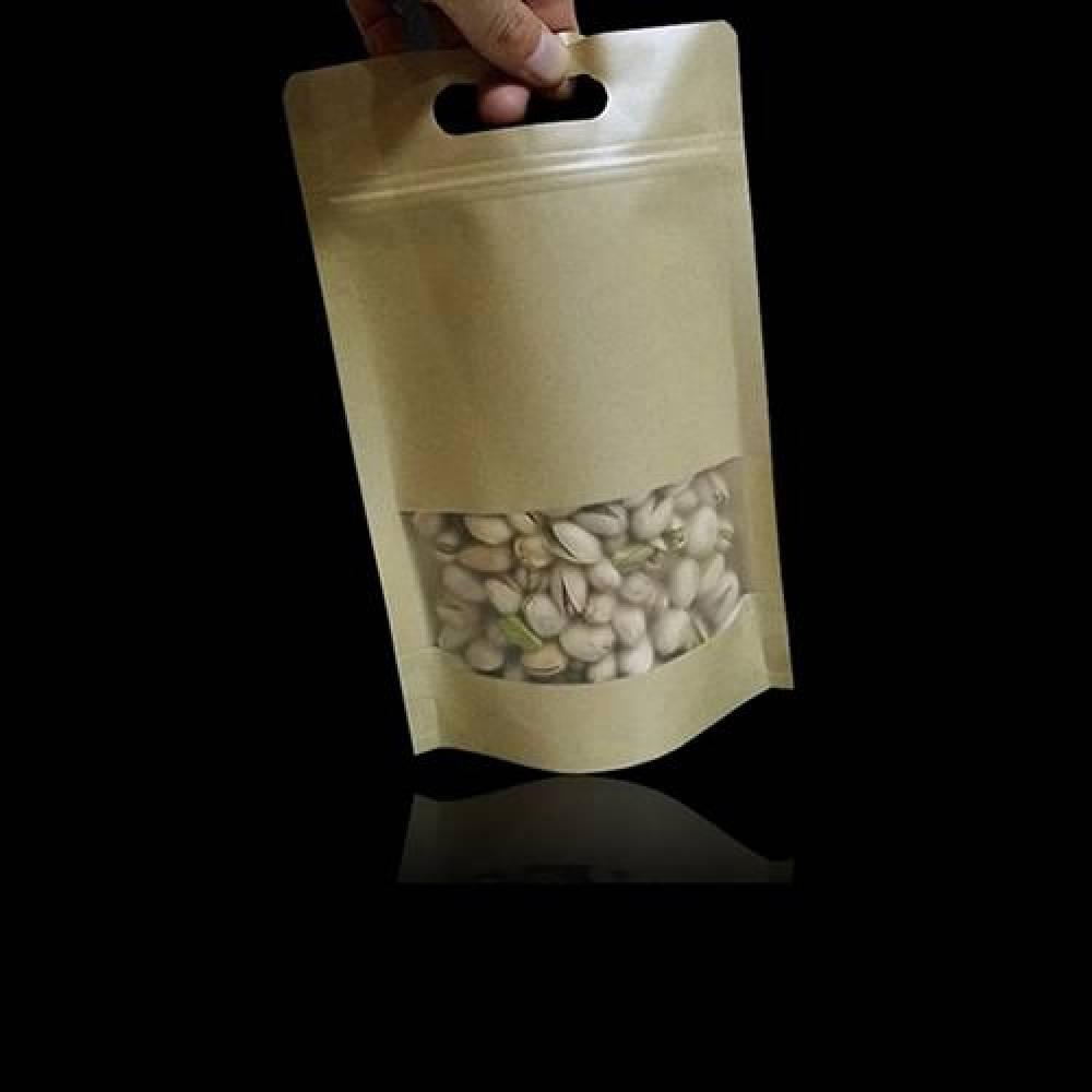 유광크라프트 지퍼스탠드 창봉투 21X32cm밑4cm 200P