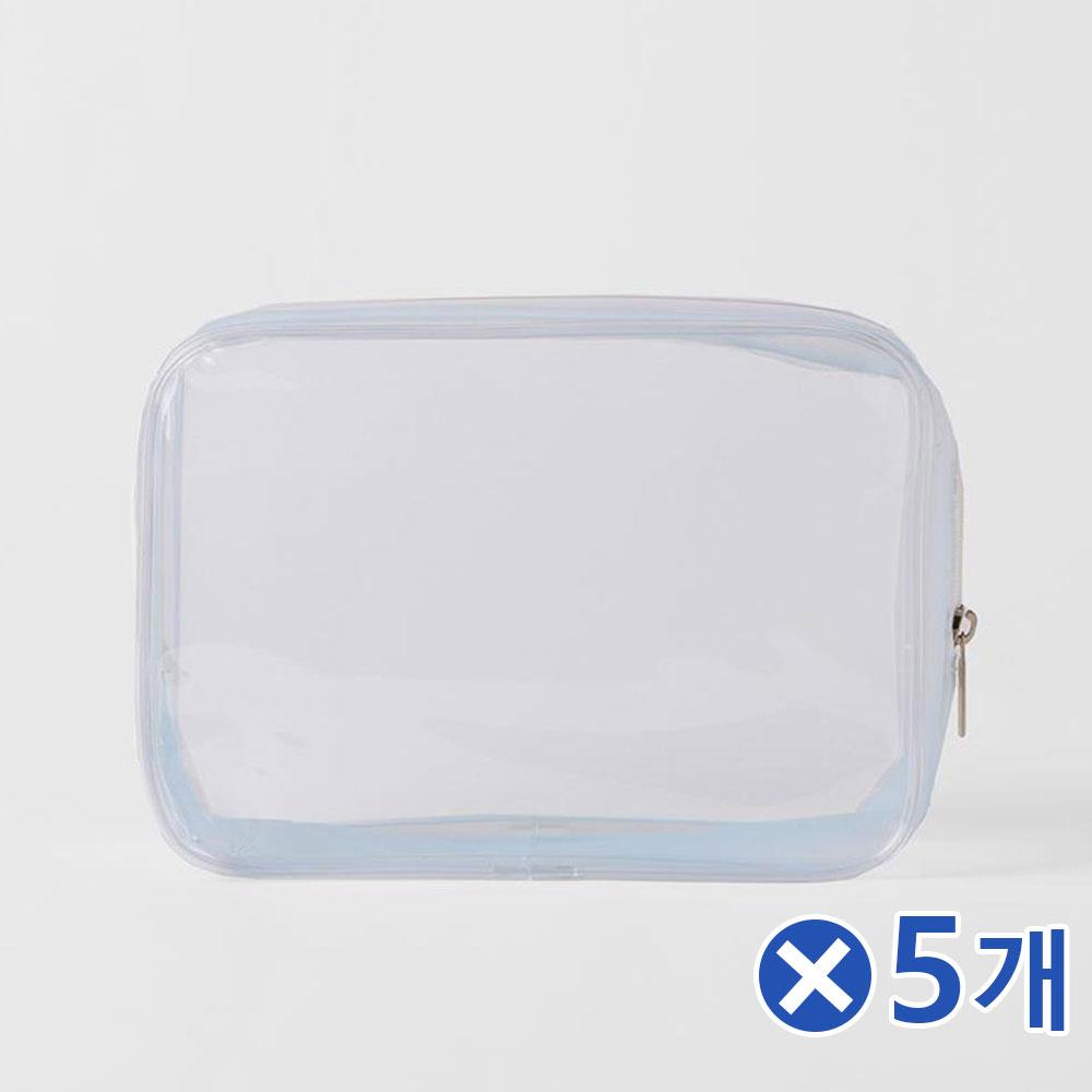 PVC 깔끔한 사각 투명파우치x5개 다용도파우치 여행용