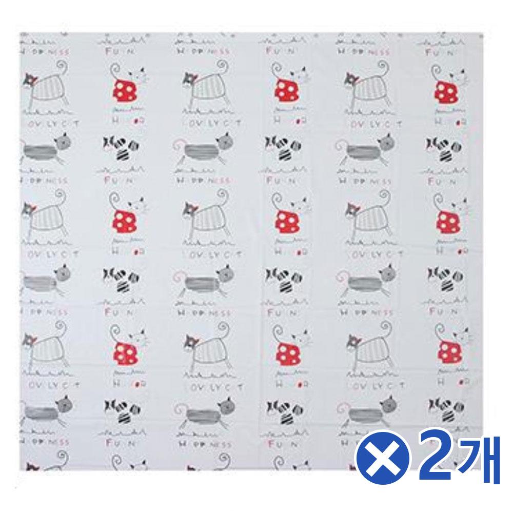 아일렛형 고양이 샤워커튼 180x180cmx2개 가림천