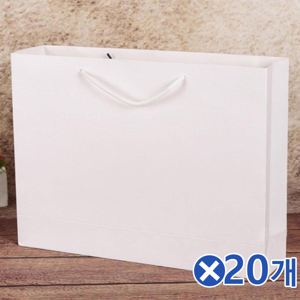 가로형 무지 쇼핑백 화이트 35x26cmx20개 마트가방