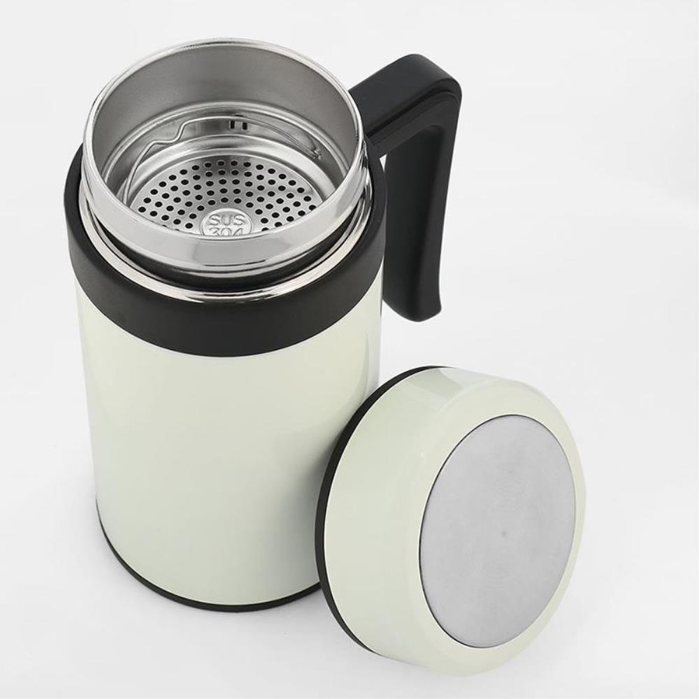 차거름망 손잡이 보온보냉 텀블러 450ml 화이트 물병