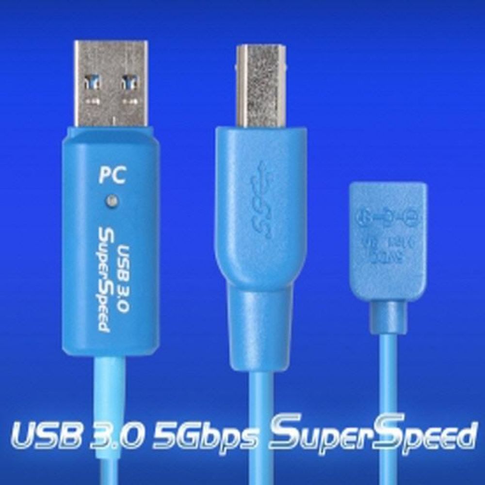 산업용 USB3.0 AM-BM 광 리피터 10M 아답터포함