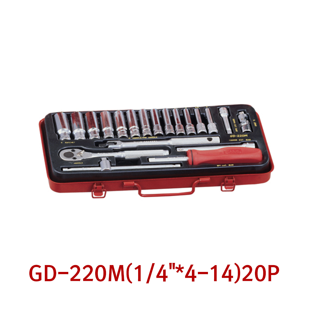 지니어스 핸드소켓세트 (롱) GD-220M 1/4인치 20PCS