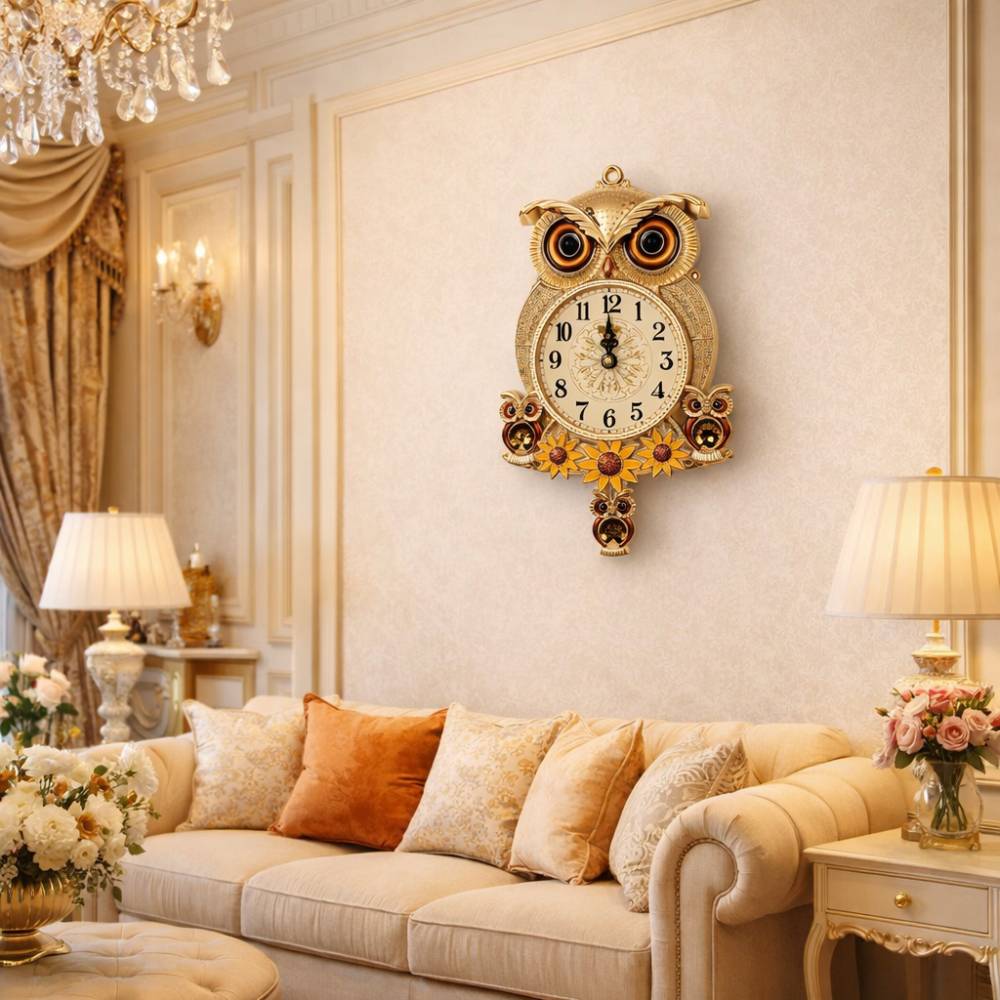 대박아트 행운금나무 무소음 부엉이 추벽시계