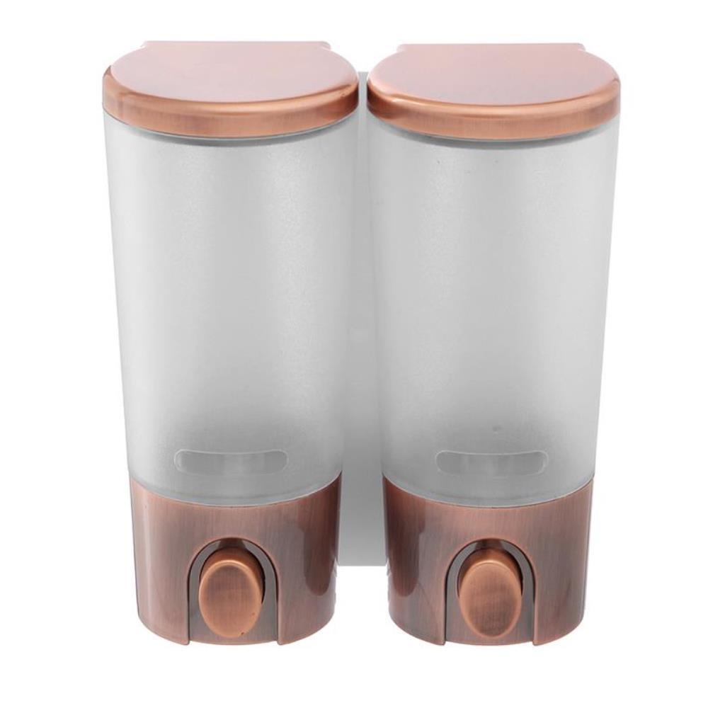 반투명 원형 2구 욕실 디스펜서 400ml-브론즈 샴푸통