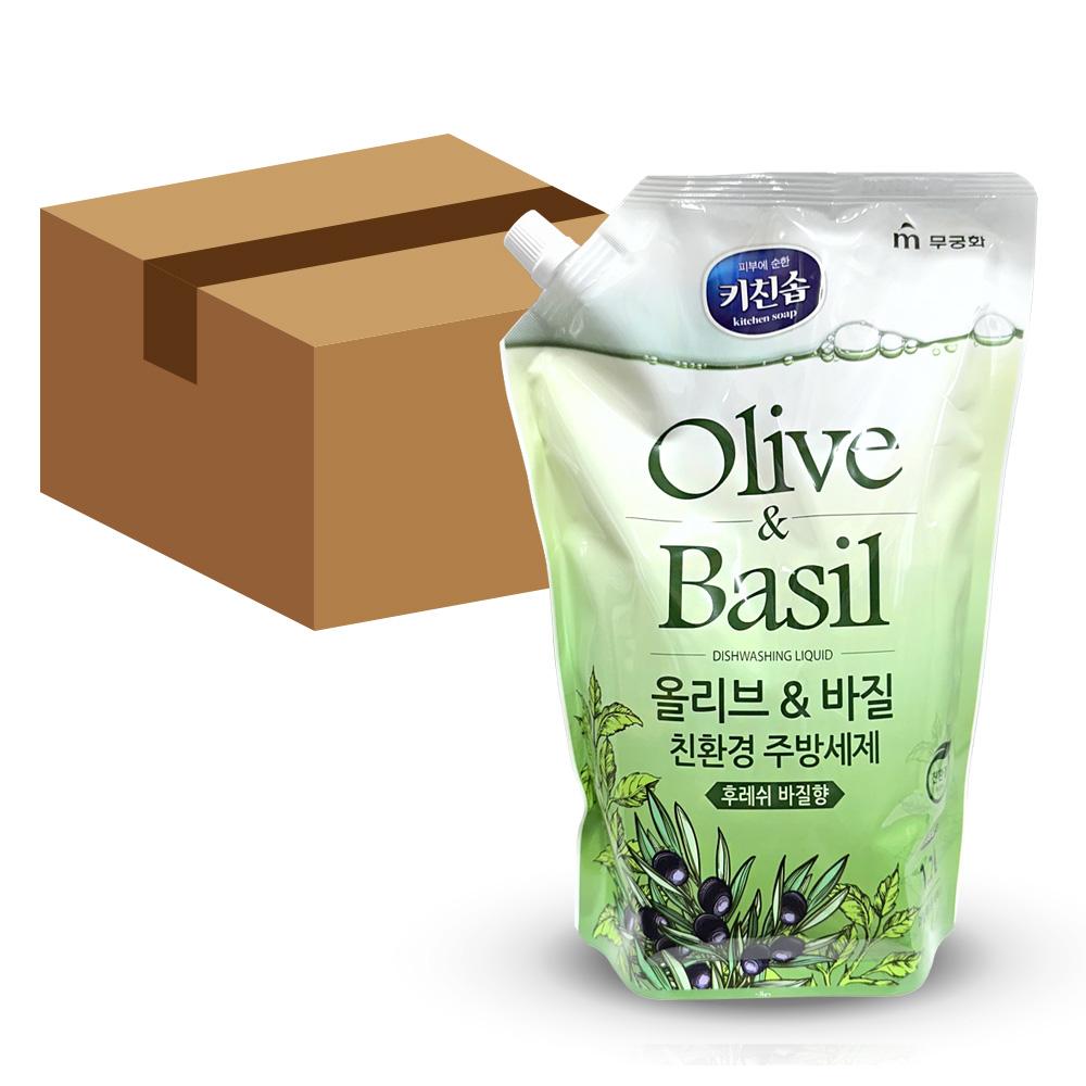 무궁화 키친솝 올리브 바질  주방세제 리필 1.2L 10개