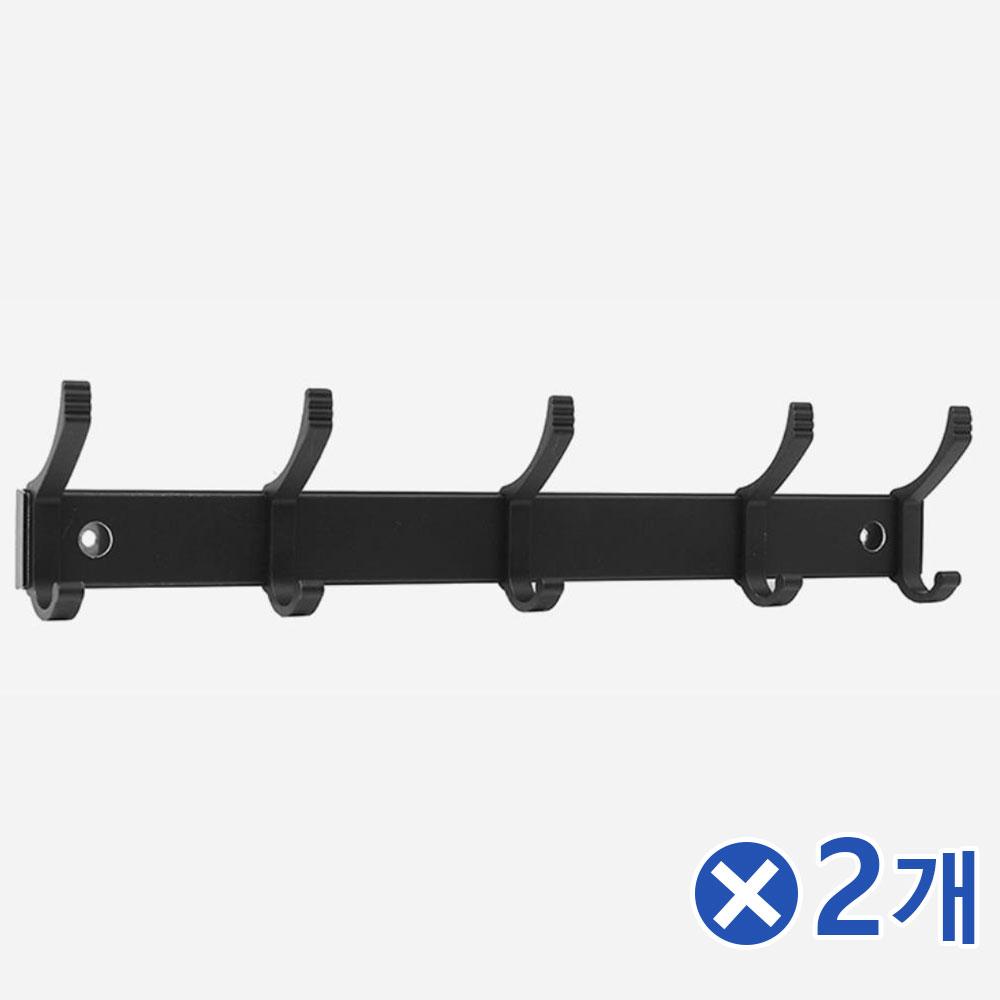 간격조절 슬라이딩 10구 후크 옷걸이 블랙x2개 수건바