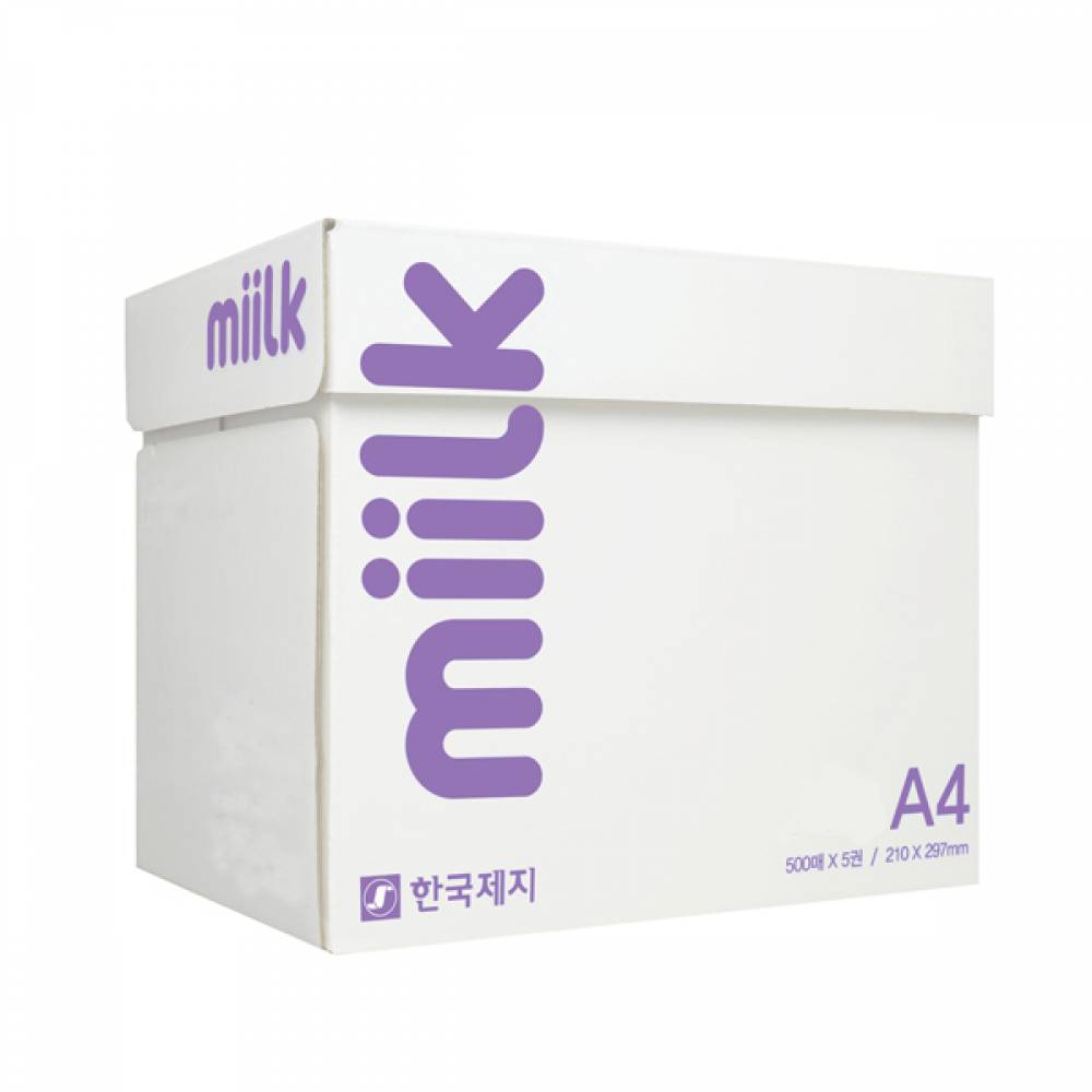 한국제지 밀크 A4 80g 복사용지 500장 5권 (1박스)