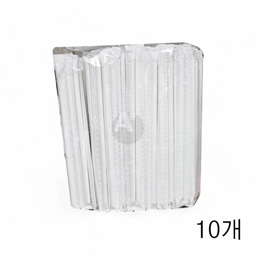 백색 종이빨대 7파이X210mm 250입 X 10개 카페 일회용스트로우 개별포장 카페빨대