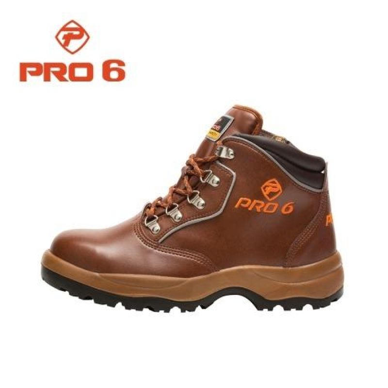 PRO6 6인치 인젝션 기능성 안전화 브라운 남여공용